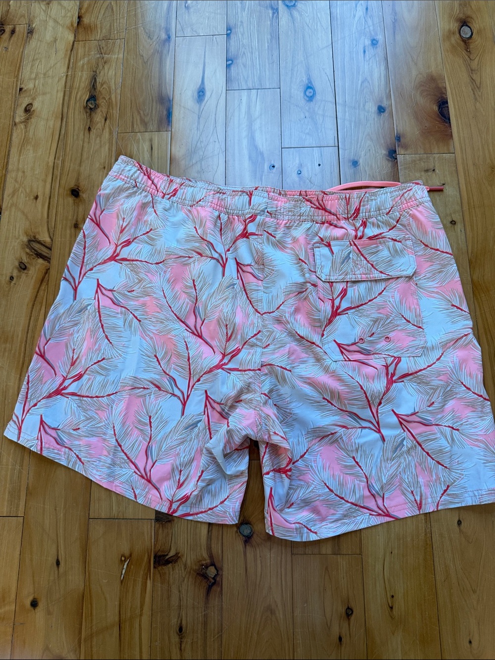 Vineyard Vines Coral Branch Print Swim Trunks in Pink and White - Picture 2 of 2